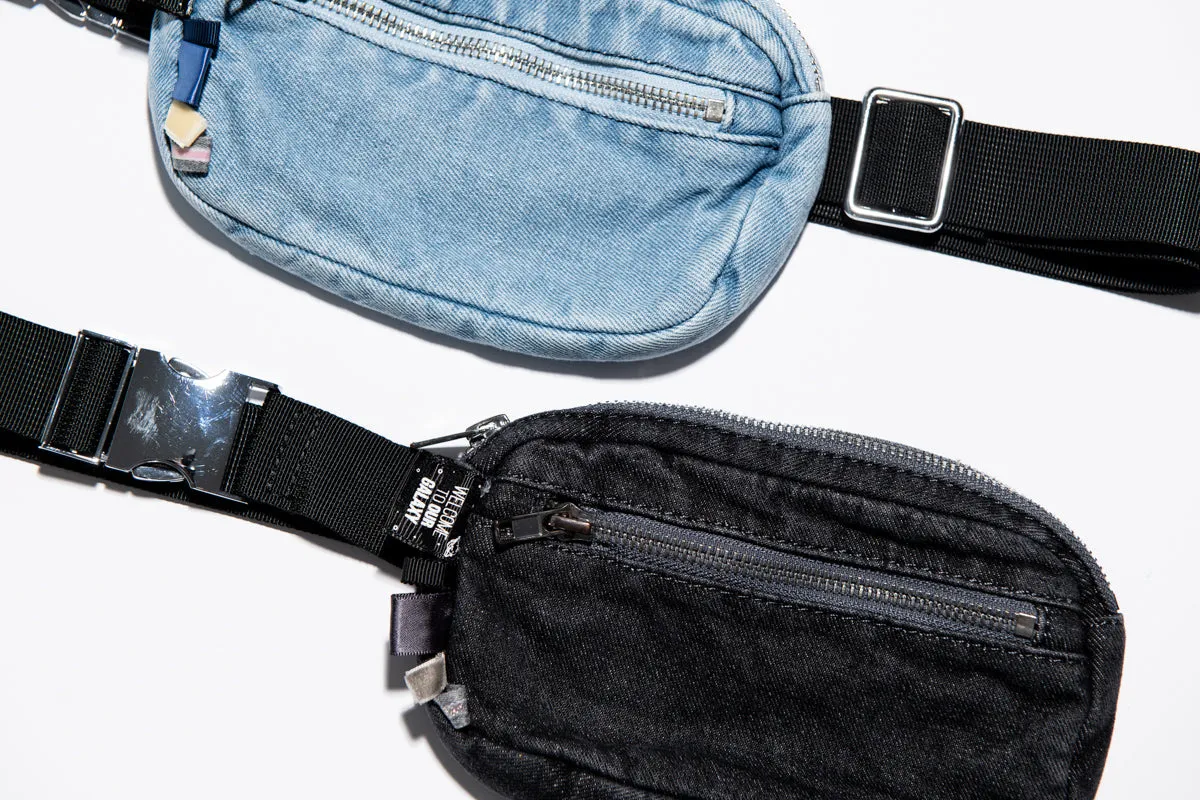 Black Denim Medium Fanny Pack
