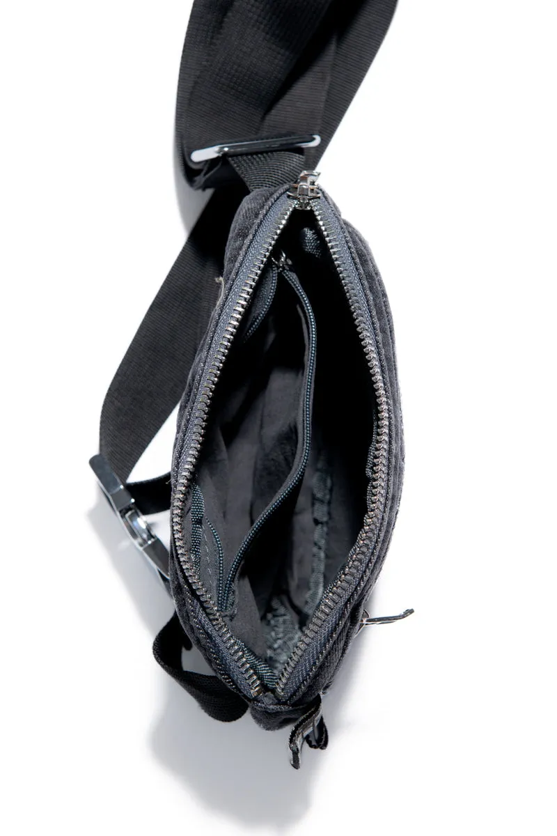 Black Denim Medium Fanny Pack