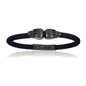 Black Double Skull Stingray Leather with Black PVD