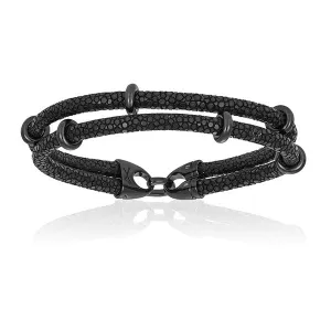 Black Double Stingray Leather with Black PVD