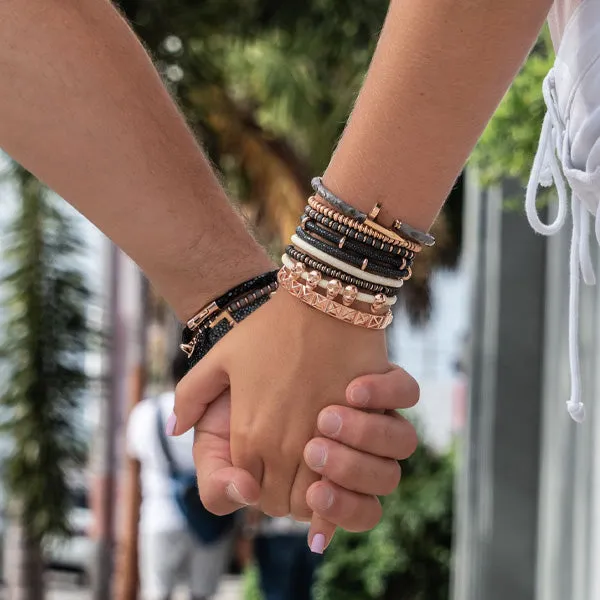 Black Double Stingray Leather with Rose Gold