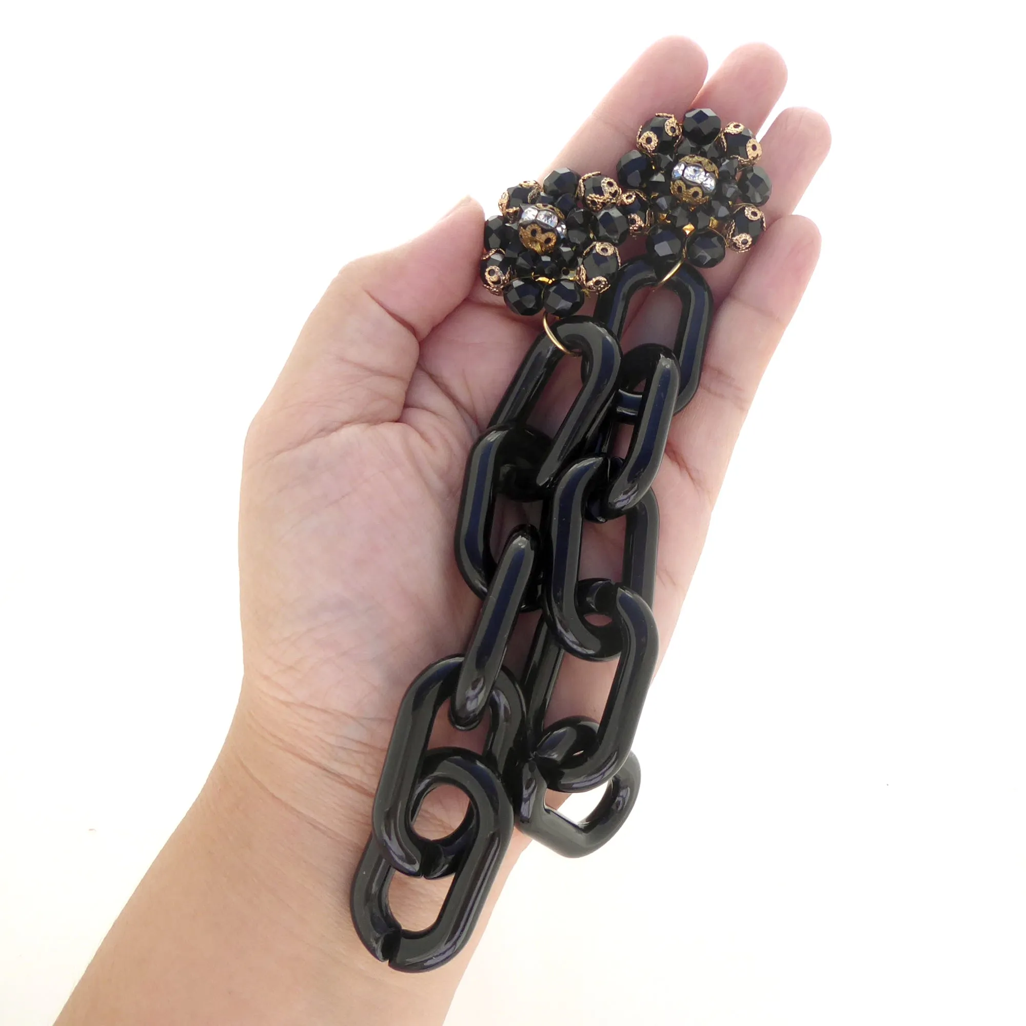 Black glass cluster earrings