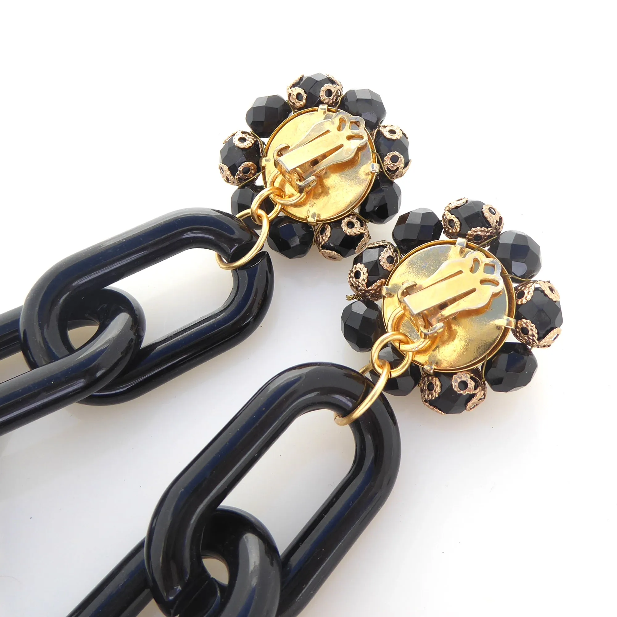 Black glass cluster earrings