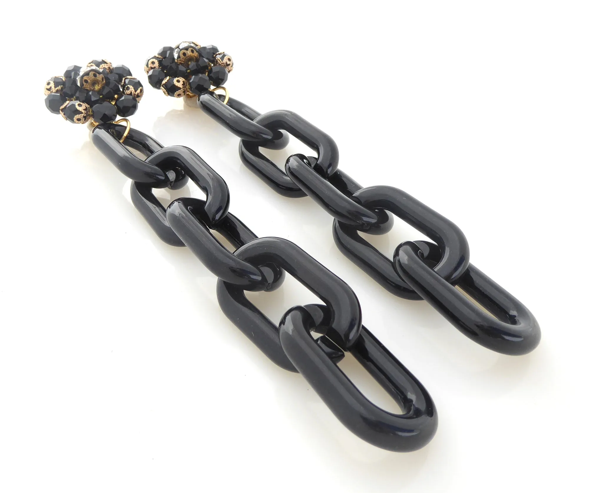 Black glass cluster earrings