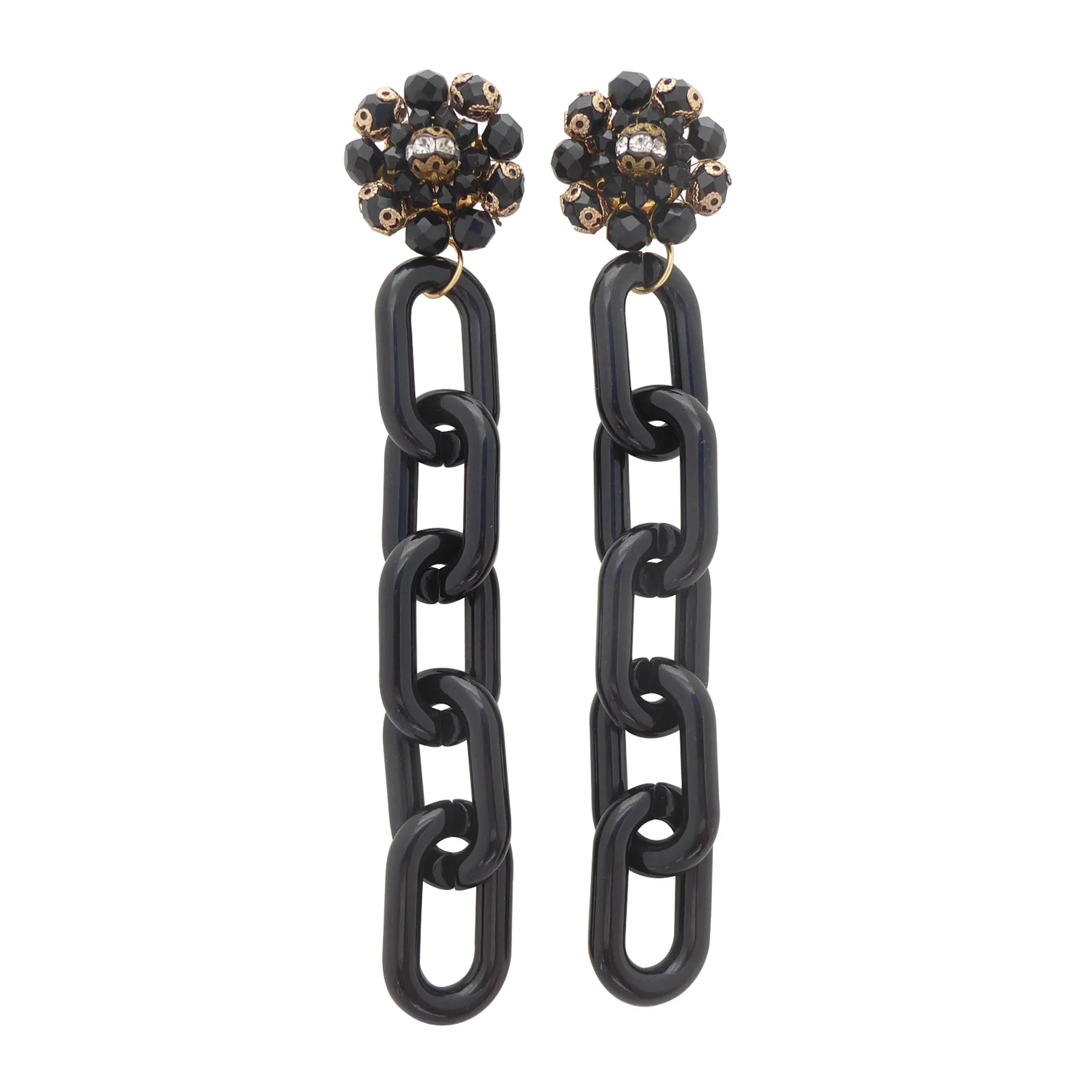 Black glass cluster earrings