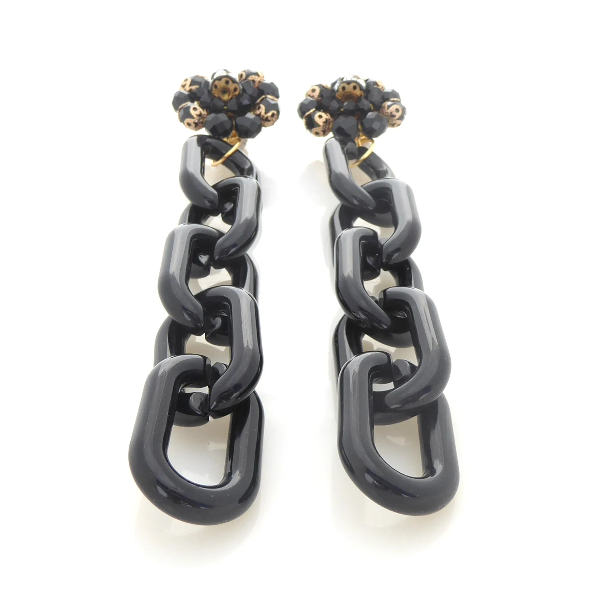 Black glass cluster earrings