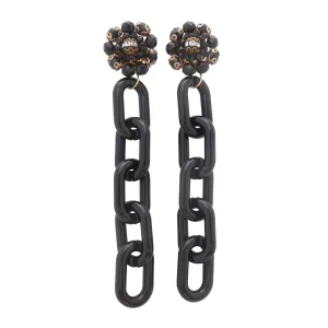 Black glass cluster earrings