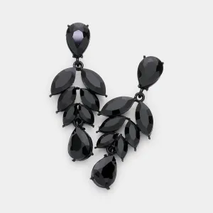 Black Marquise Stone Cluster Drop Pageant Earrings | Interview Earrings |  610712