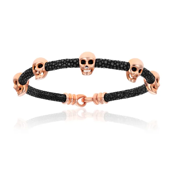 Black Multi Skull Stingray with Pink Gold