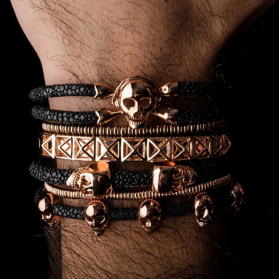 Black Multi Skull Stingray with Pink Gold