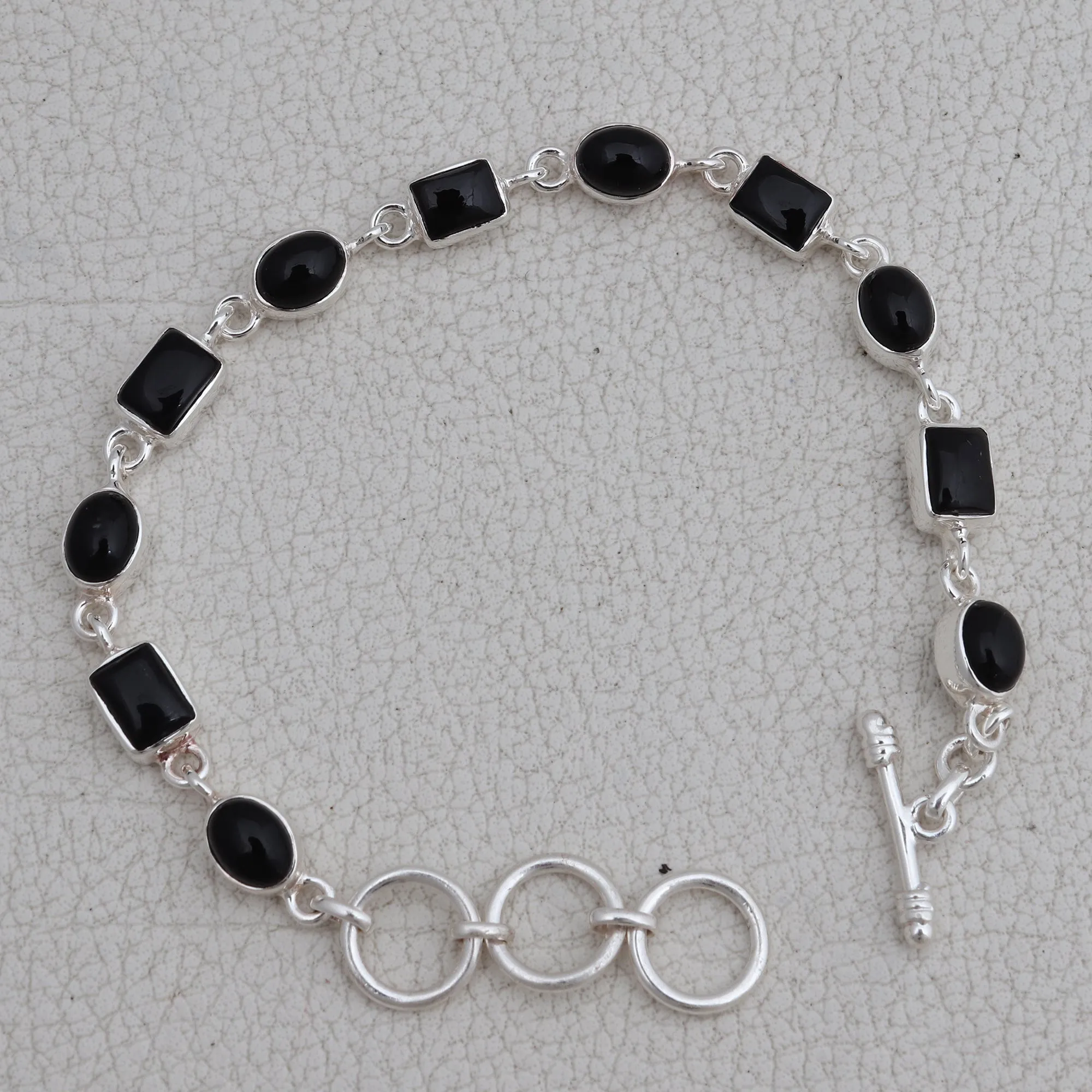 Black Onyx Silver Bracelets