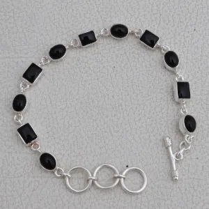 Black Onyx Silver Bracelets