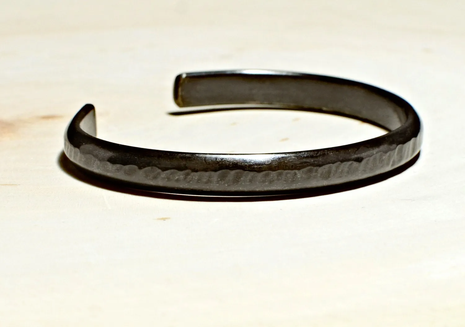 Black patina on Sterling Silver half round Cuff Bracelet