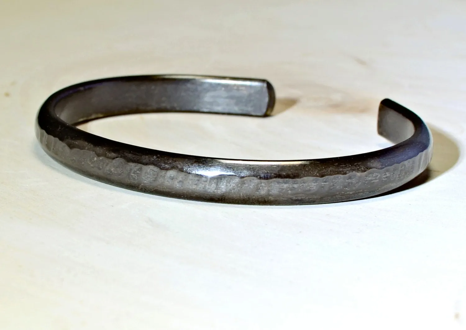 Black patina on Sterling Silver half round Cuff Bracelet