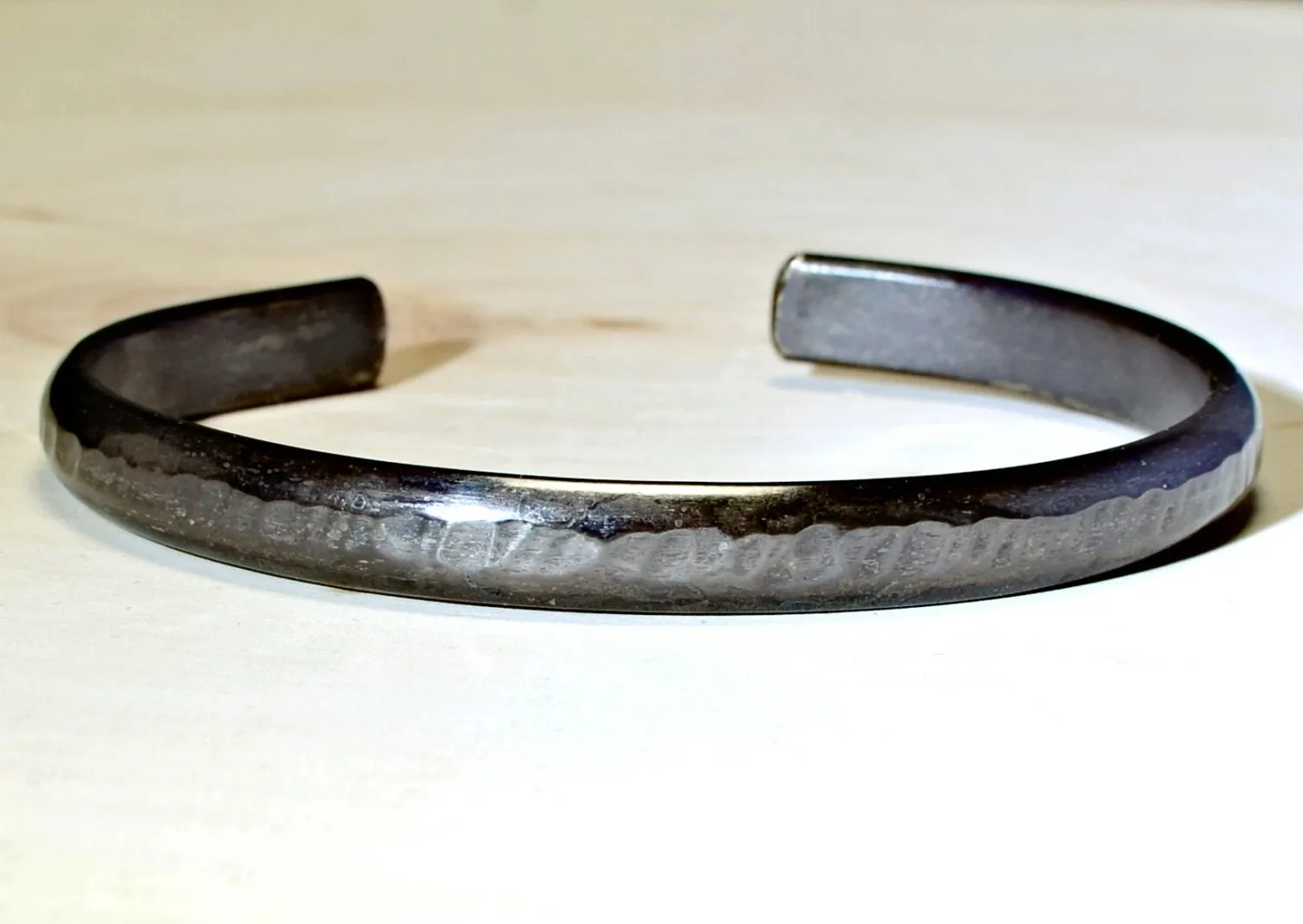 Black patina on Sterling Silver half round Cuff Bracelet