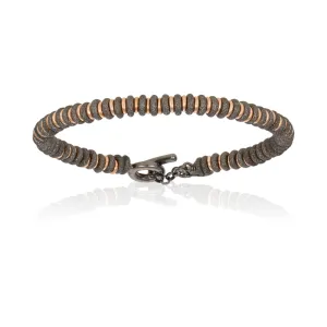 Black PVD Medium Beaded Bracelet with 18K Rose Gold
