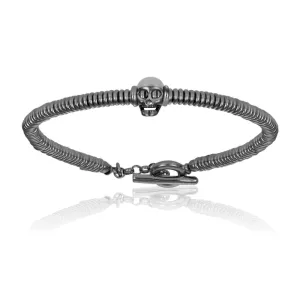 Black PVD Small Beaded Skull Bracelet