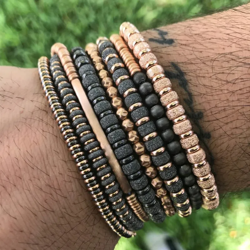 Black PVD TAG beads bracelet (Unisex)