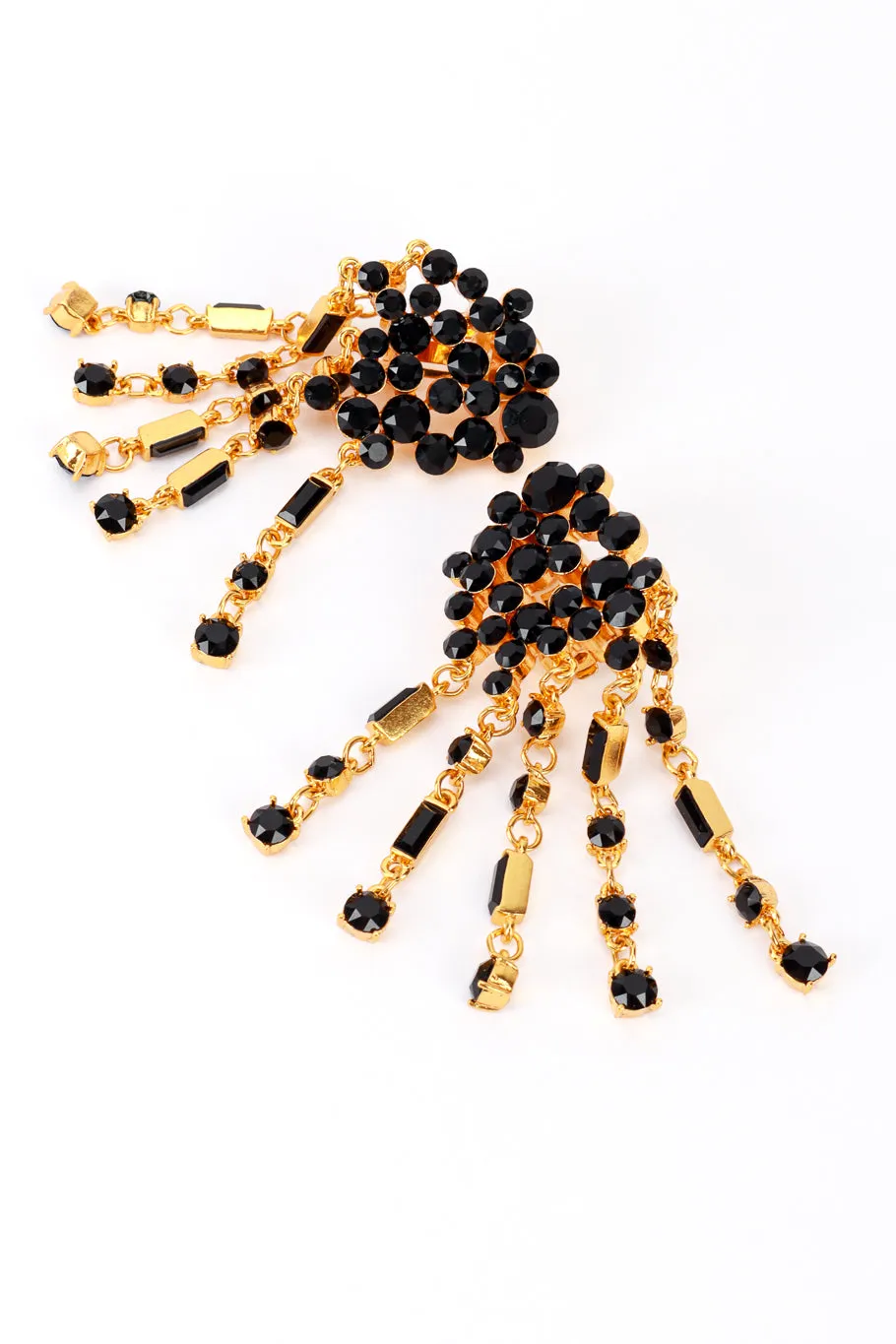 Black Rhinestone Cluster Waterfall Earrings