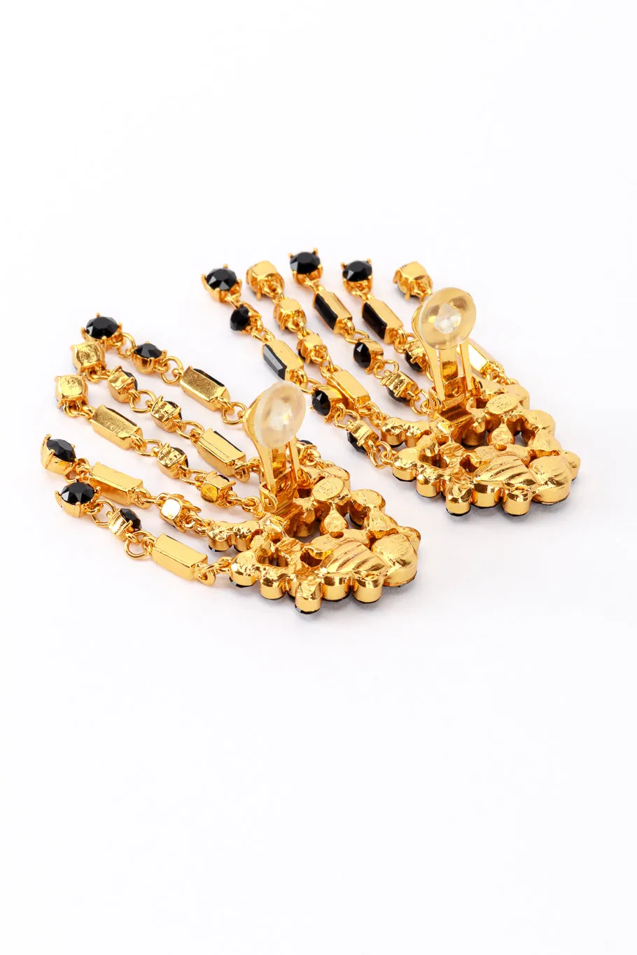 Black Rhinestone Cluster Waterfall Earrings
