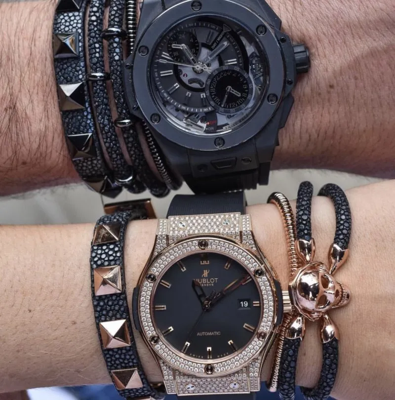 Black stingray bracelet with black PVD Studs (Unisex)