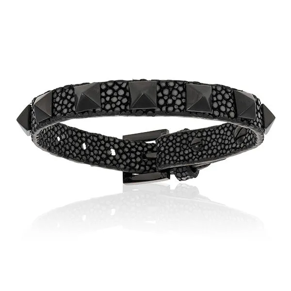 Black stingray bracelet with black PVD Studs (Unisex)