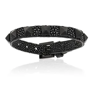 Black stingray bracelet with black PVD Studs (Unisex)