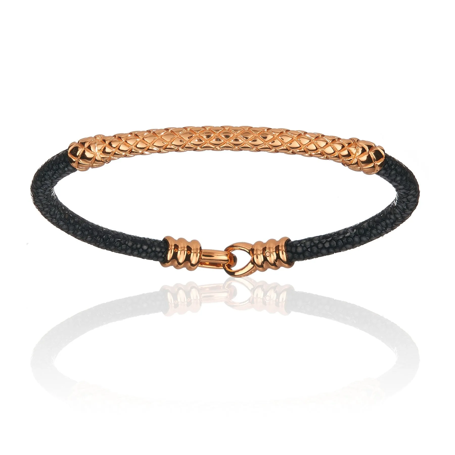 Black Stingray Bracelet With Pink Gold