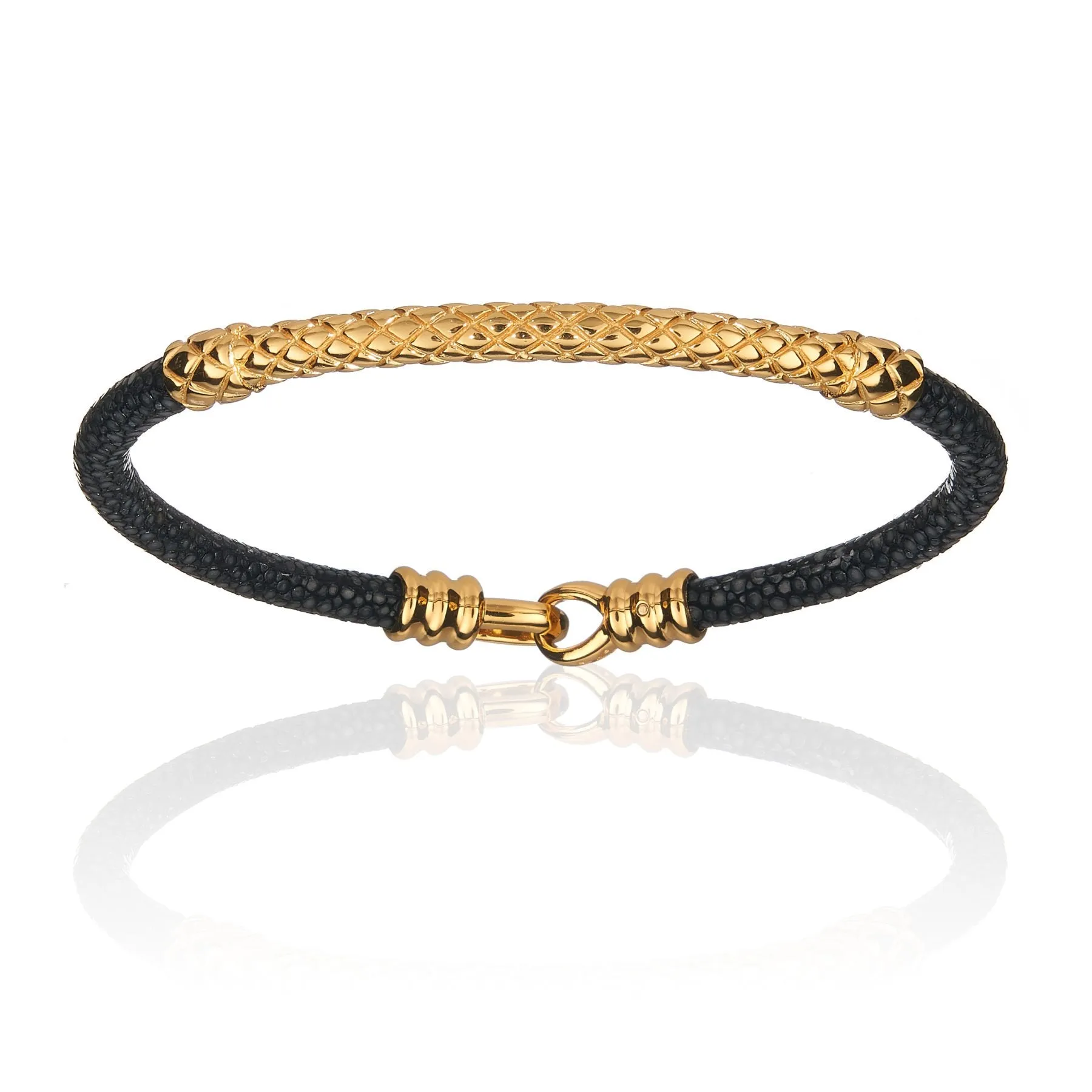 Black Stingray Bracelet With Yellow Gold
