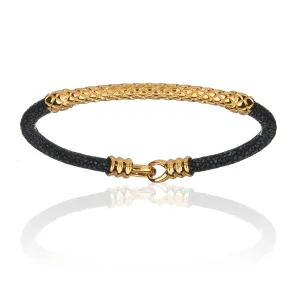 Black Stingray Bracelet With Yellow Gold