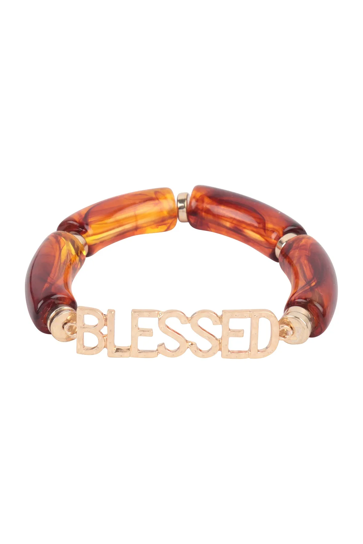 BLESSED TUBULAR BEADS RESIN STRETCH BRACELET