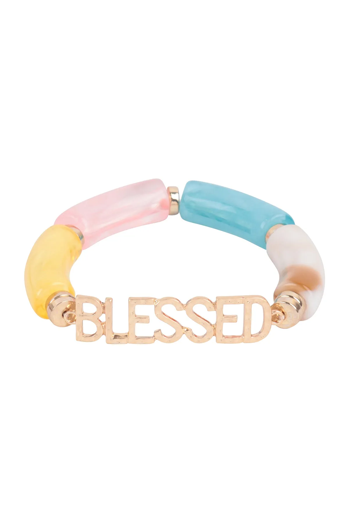 BLESSED TUBULAR BEADS RESIN STRETCH BRACELET