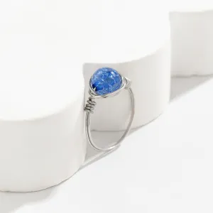 Blue Acrylic & Silver-Plated Ball Ring