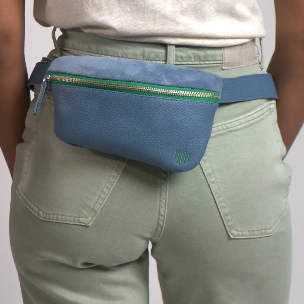 Blue belt bag & cross body, Italian leather
