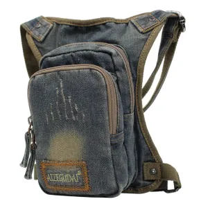 Blue Denim Thigh Bag Left Leg Pack Drop Leg Bag Denim Mens Waist Bags Drop Leg Pouch