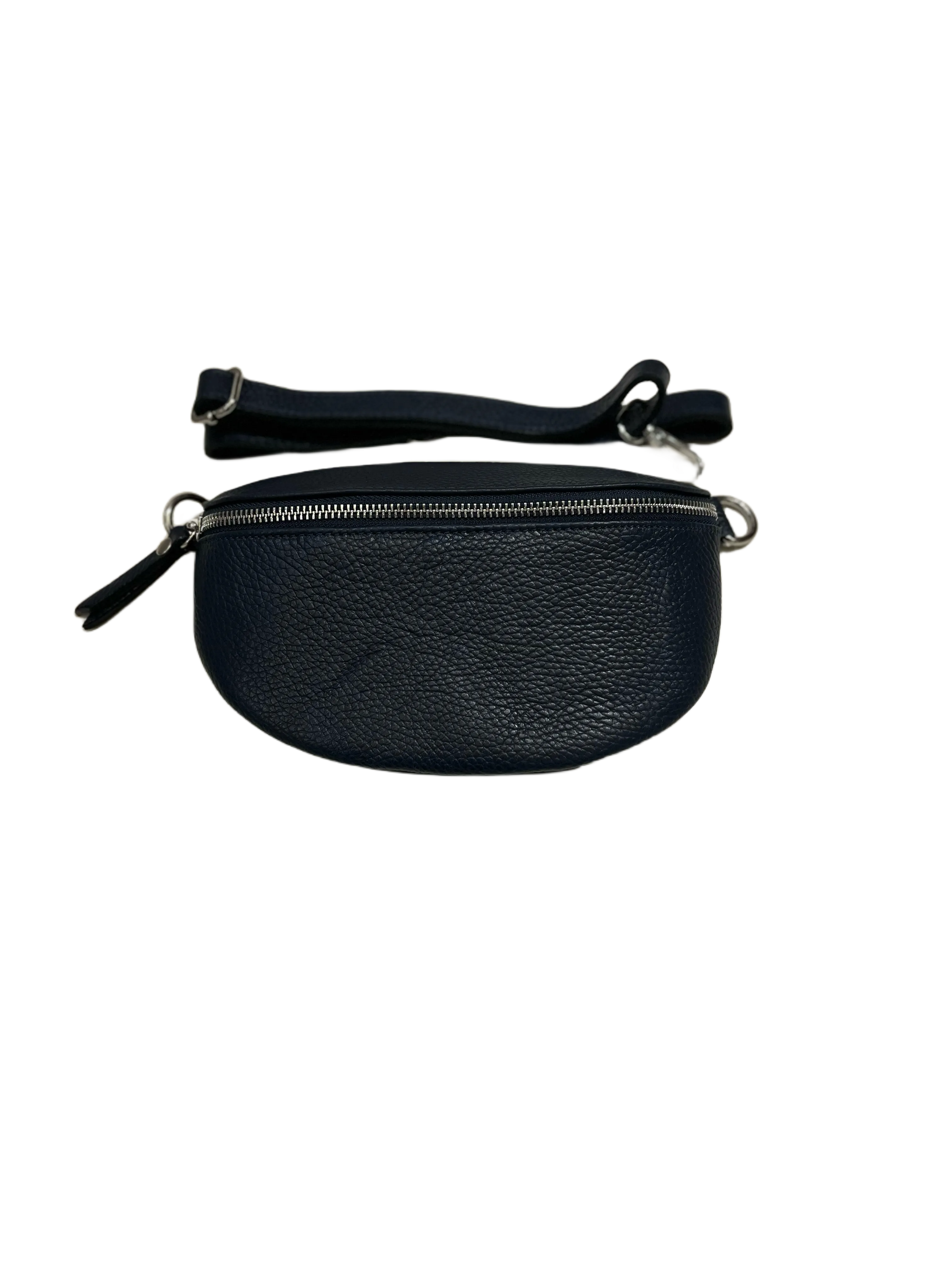 Bodella black genuine leather hip bag- made in Italy
