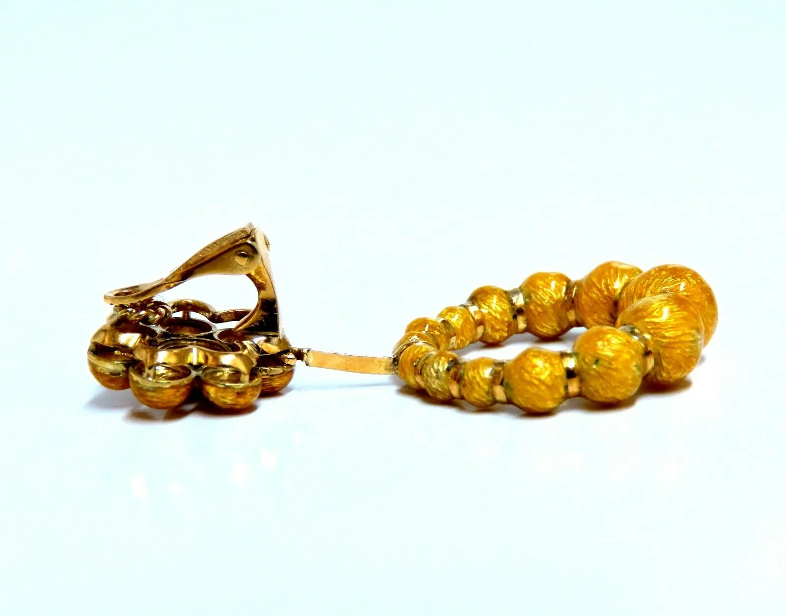Bohemian European Mod Enamel Ball Bead Cluster Dangle Earrings 18kt
