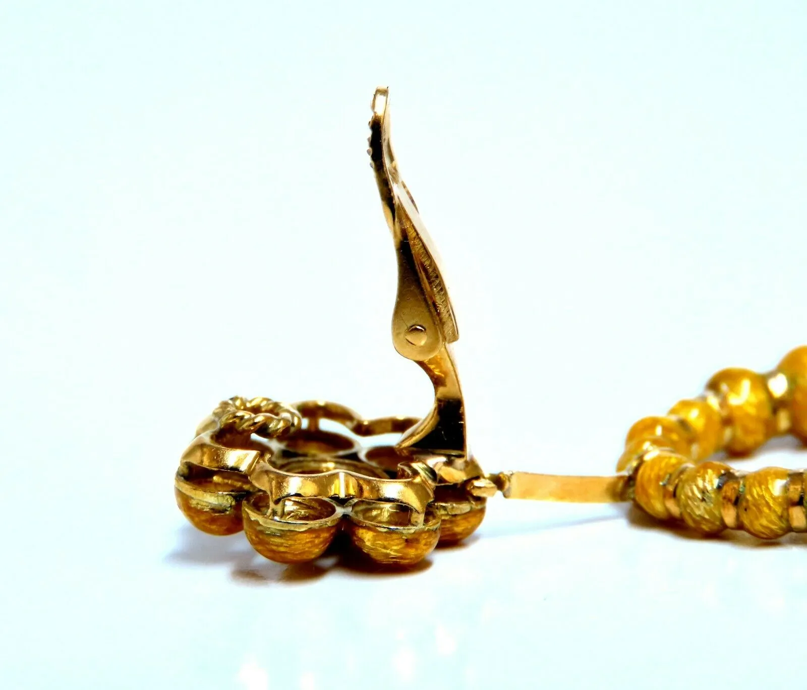 Bohemian European Mod Enamel Ball Bead Cluster Dangle Earrings 18kt