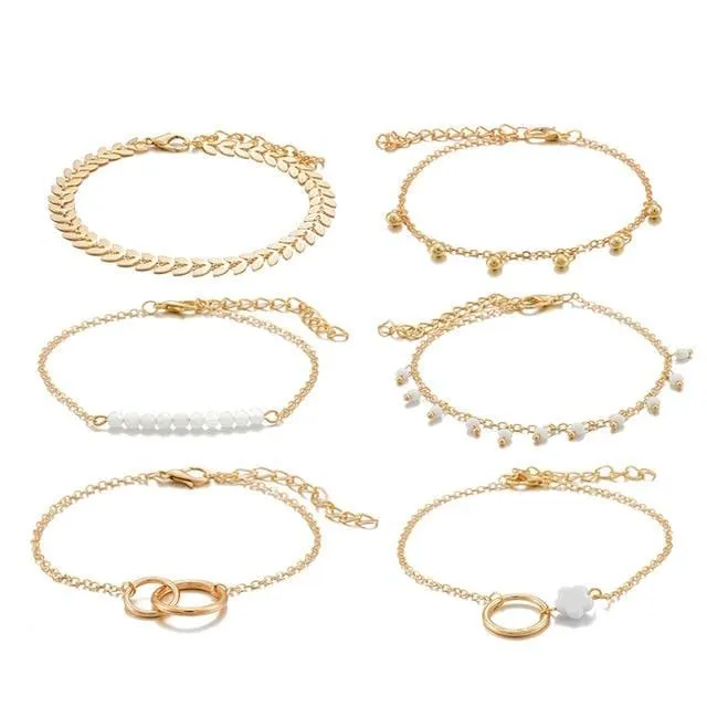 Bohemian Gold Tassel Bracelet set
