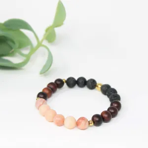 Bracelet élastique diffuseur d'huiles essentielles pour femmes en pierres naturelles 8mm aventurine, bois de rose, pierre de lave et inox