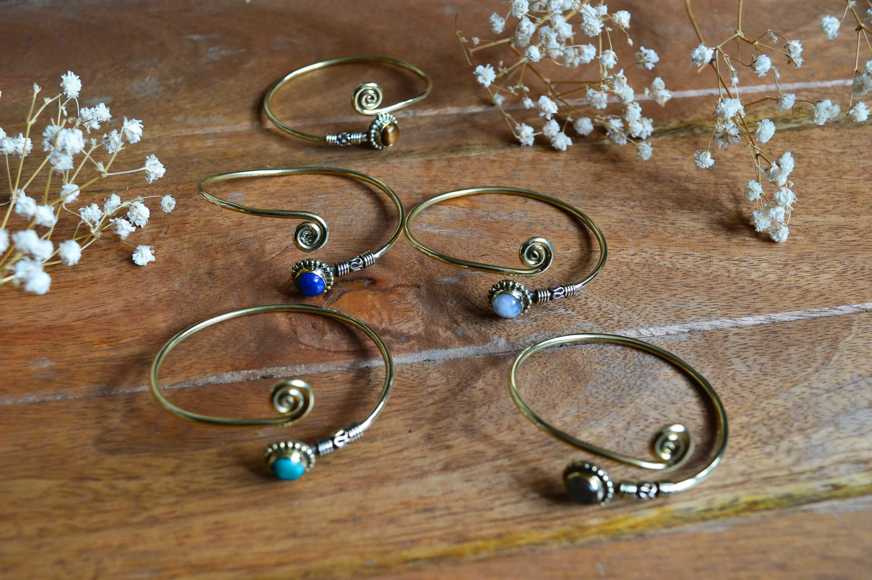 Brass Gemstone Metal Bangles