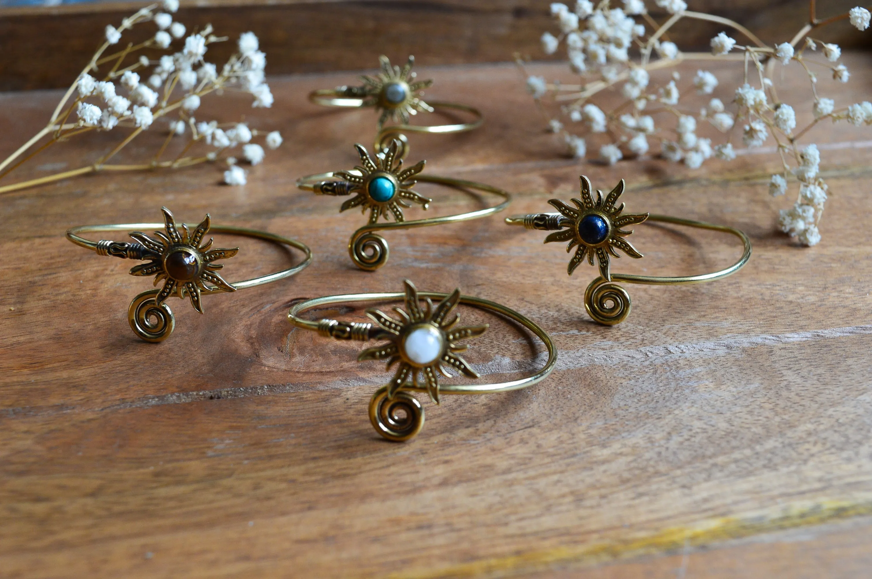 Brass Sun Gemstone Metal Bangles