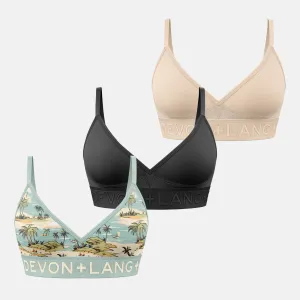 Bria Bralette - Multi-Packs - Island/Obsidian/Skin Light