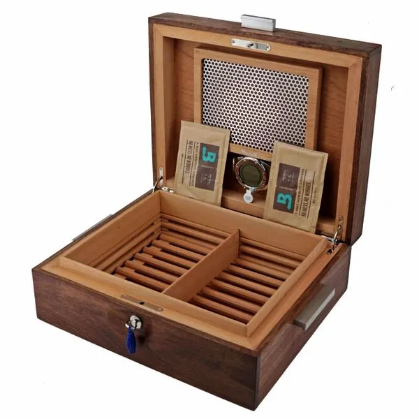 Brizard and Co. The "Organic Contempo" Cigar Humidor - Figured Walnut (60/70 Count)