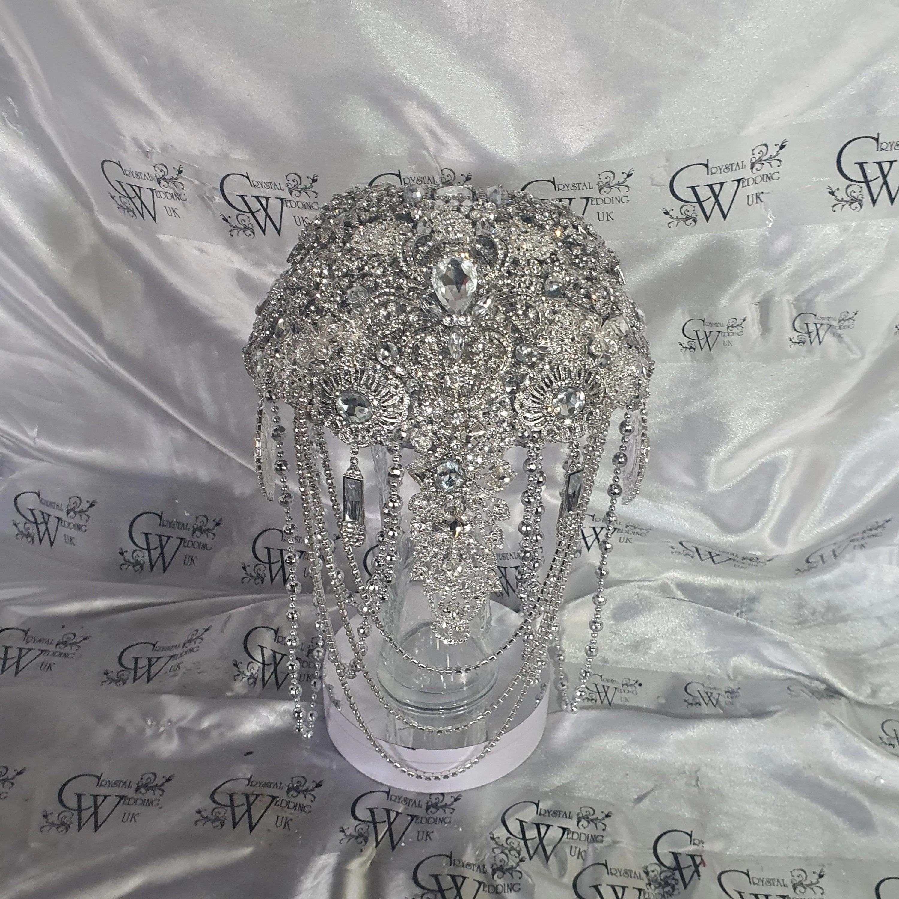 Brooch bouquet, 7" Jewel crystal wedding bouquet, bling Bridal Brooch Bouquet or bout, cascade Jewel bouquet by Crystal wedding uk