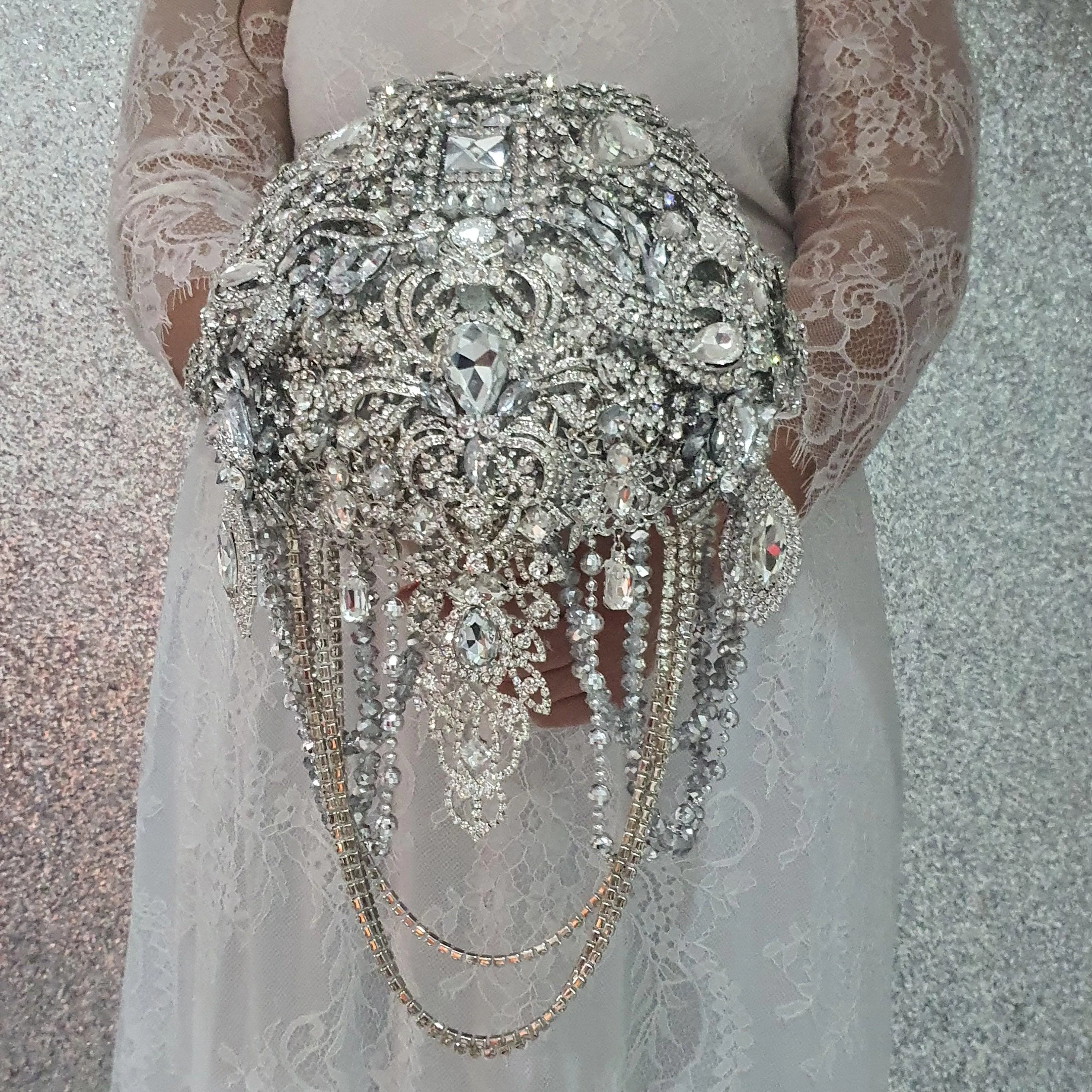 Brooch bouquet, 7" Jewel crystal wedding bouquet, bling Bridal Brooch Bouquet or bout, cascade Jewel bouquet by Crystal wedding uk