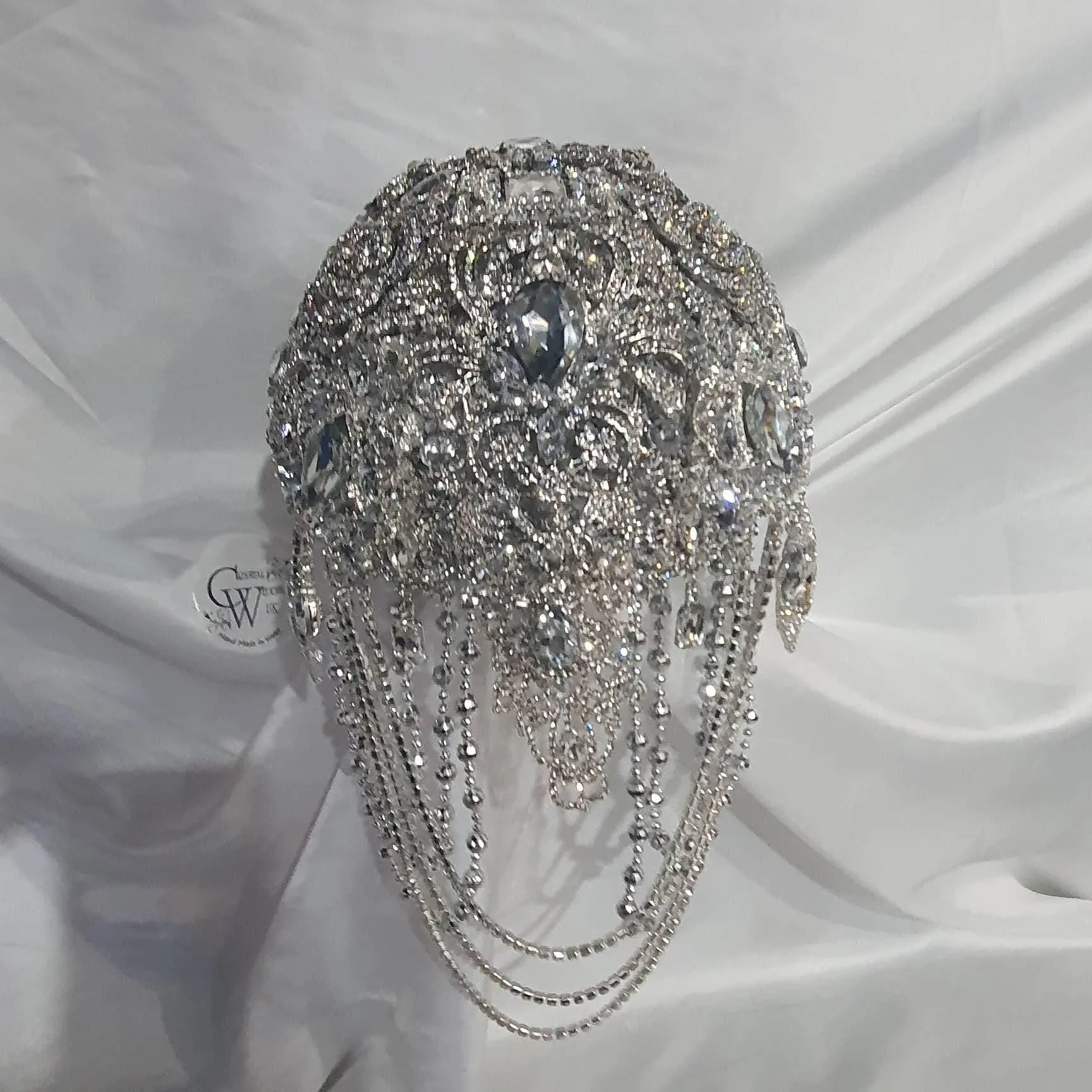 Brooch bouquet, 7" Jewel crystal wedding bouquet, bling Bridal Brooch Bouquet or bout, cascade Jewel bouquet by Crystal wedding uk