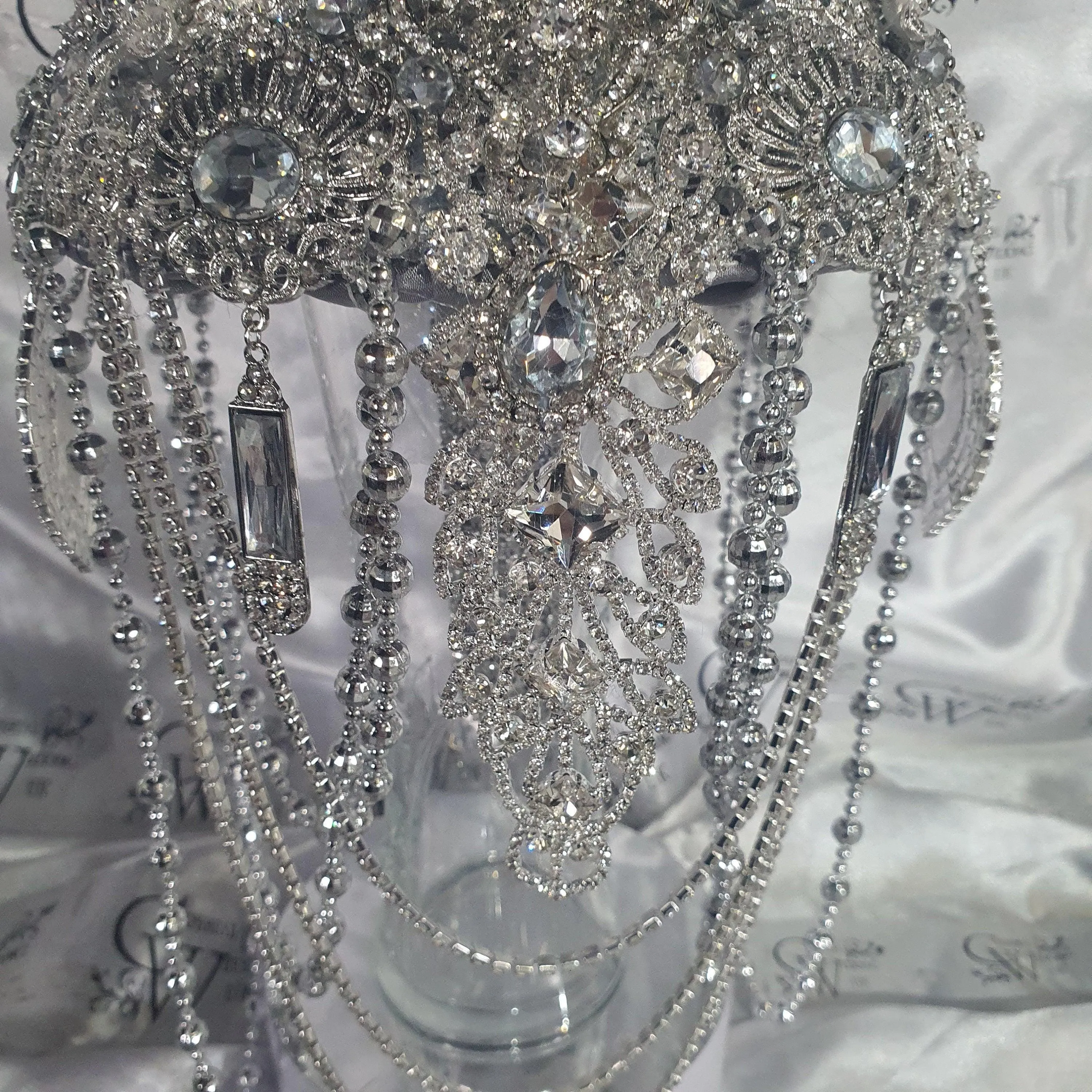Brooch bouquet, 7" Jewel crystal wedding bouquet, bling Bridal Brooch Bouquet or bout, cascade Jewel bouquet by Crystal wedding uk