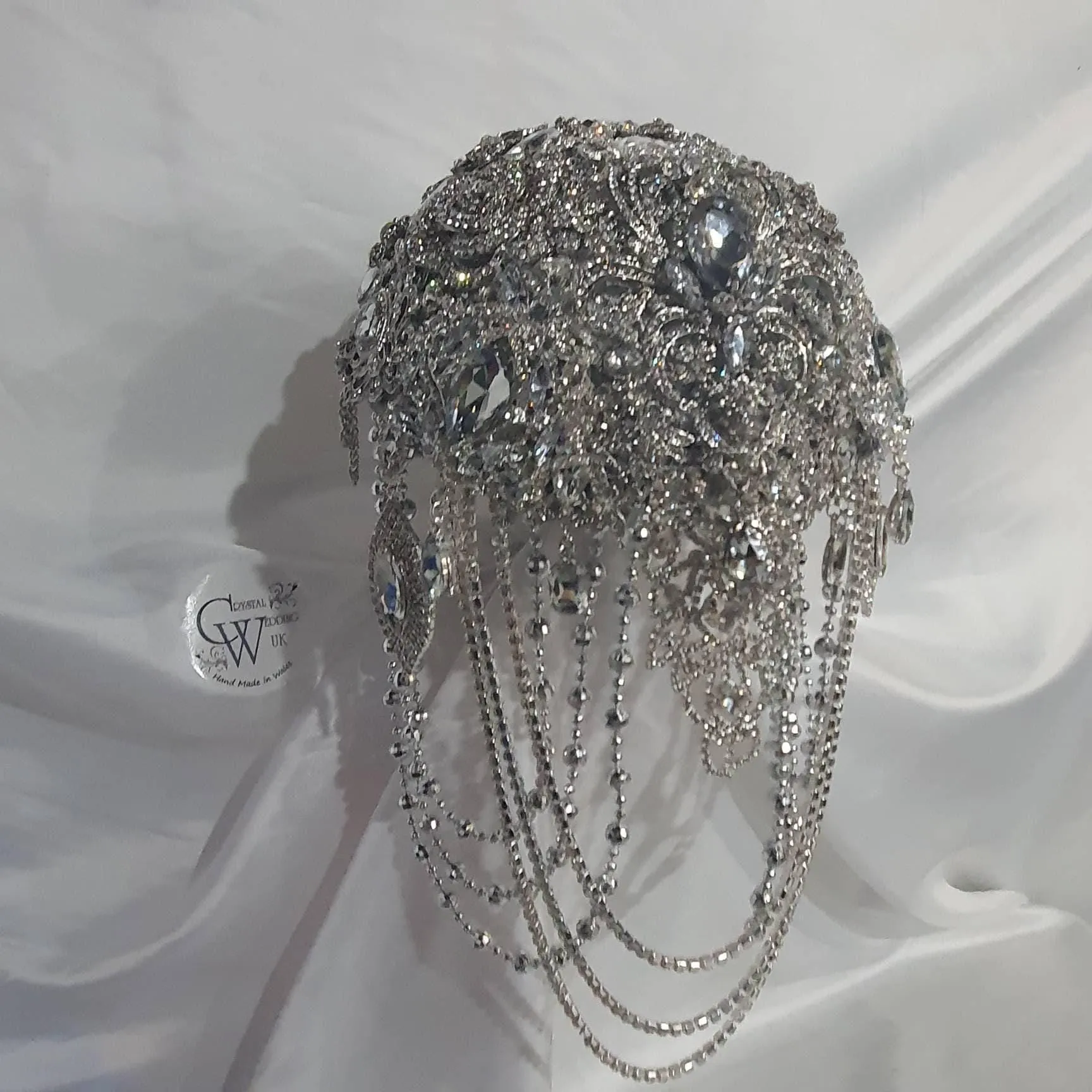 Brooch bouquet, 7" Jewel crystal wedding bouquet, bling Bridal Brooch Bouquet or bout, cascade Jewel bouquet by Crystal wedding uk