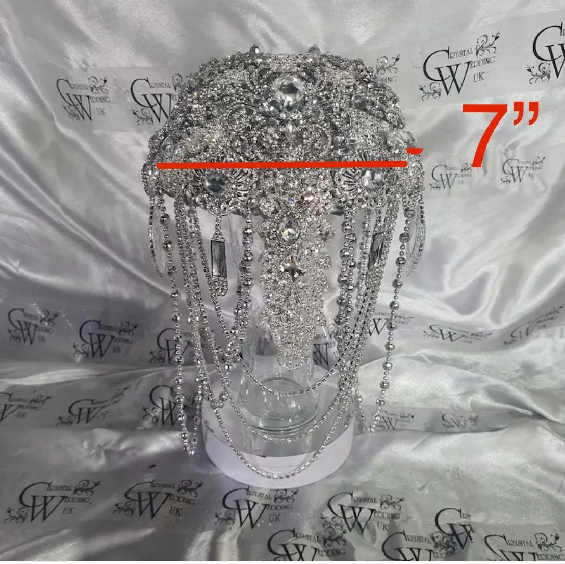 Brooch bouquet, 7" Jewel crystal wedding bouquet, bling Bridal Brooch Bouquet or bout, cascade Jewel bouquet by Crystal wedding uk